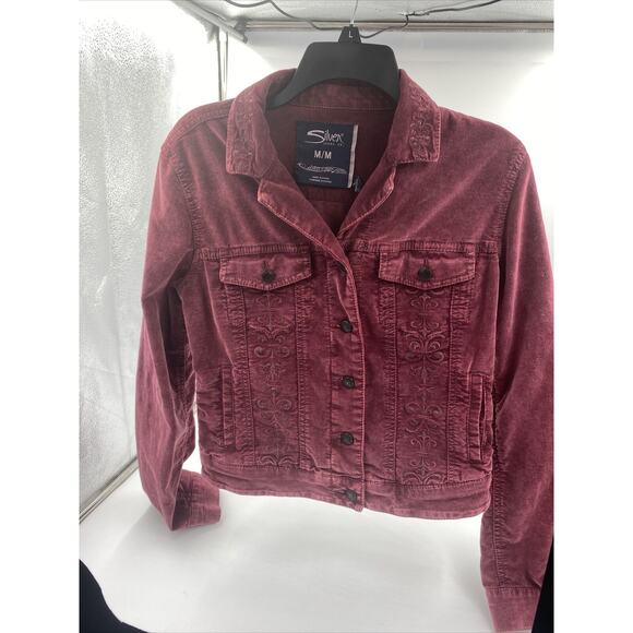 Silver Jeans Women’s Burgundy Medium Button Front Western Shirt - Picture 1 of 7